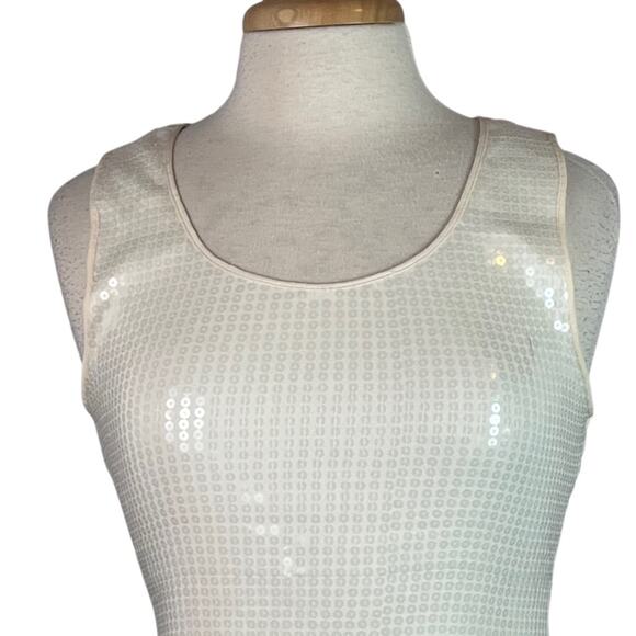 Robert Rodriguez White Sequins Sleeveless Sheath Dress Womens Medium Formal Sexy - Picture 4 of 13